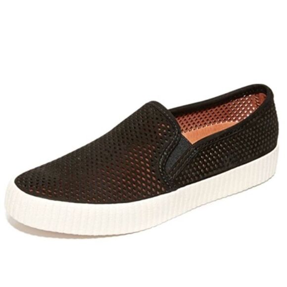 FRYE Camille Black Suede Perforated Slip On Shoes Size 9M - Picture 1 of 9